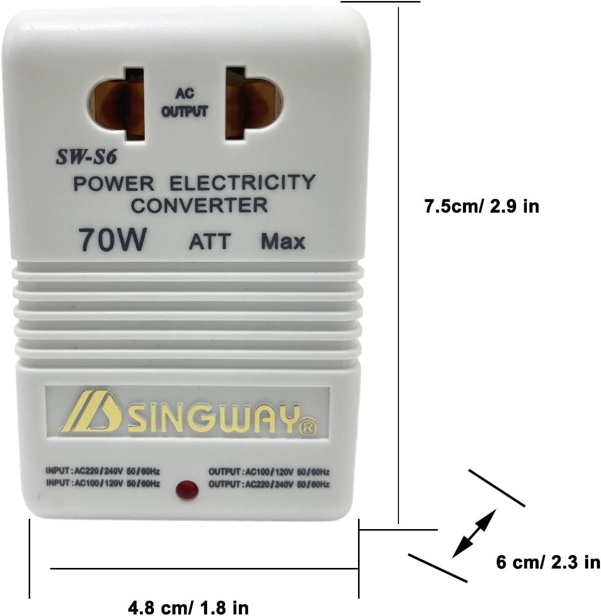 Universal 220V to 110V and 110 to 220v Step-Up/Down Voltage Converter 70W for Worldwide Travel White